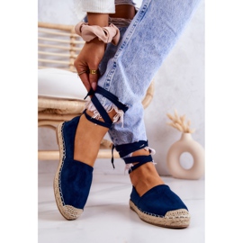 FB1 Ismanne Navy Blue Suede Espadrilles Tied 2