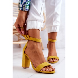 FB2 Yellow Hattie Suede Sandals On A Bar 2