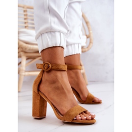 FB2 Camel Hattie Suede Sandals On A Bar brown 2