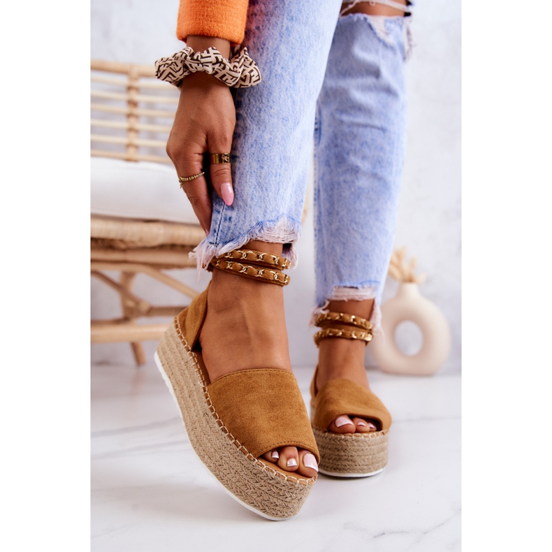 FB2 Sandals Espadrilles On The Camel Jeannie Platform brown yellow 1