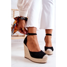 FM1 Nemeira Black Espadrilles On Wedge 2