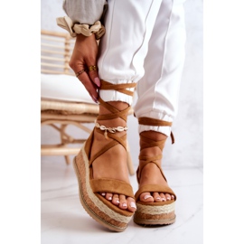 FB2 Suede Espadrilles On Wedge Sandals Camel Shanna brown 2