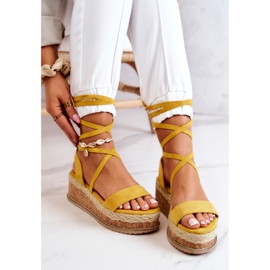 FB2 Suede Espadrilles On Wedge Sandals Yellow Shanna 1
