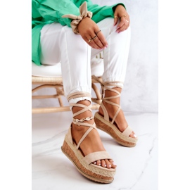 FB2 Suede Wedge Espadrilles Sandals Shanny Beige 1