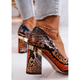 Lewski Shoes Leather Pumps Lewski Snake 3117 Orange-Brown 1