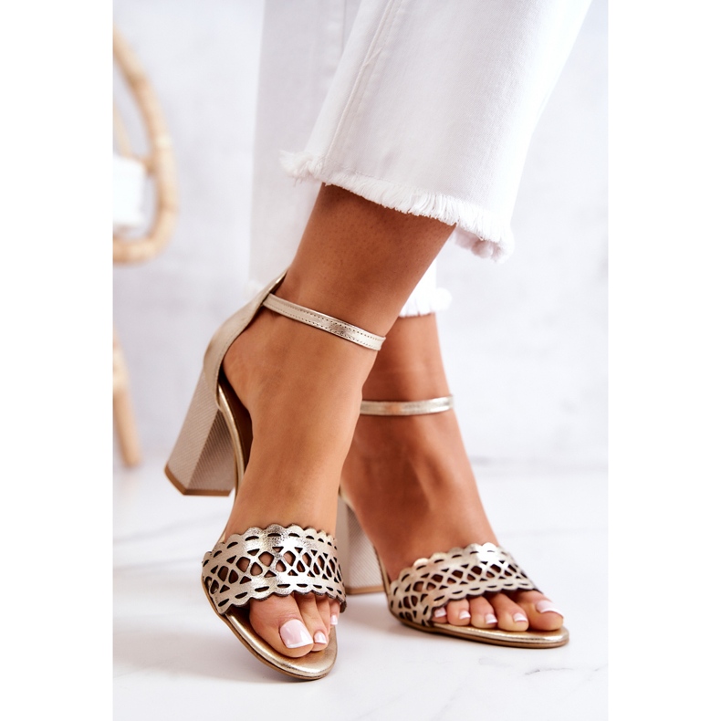 Lewski Shoes Leather Sandals Openwork Lewski 2869 Golden 2