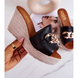 Lewski Shoes Leather wedge slippers Lewski 3062 Black 1