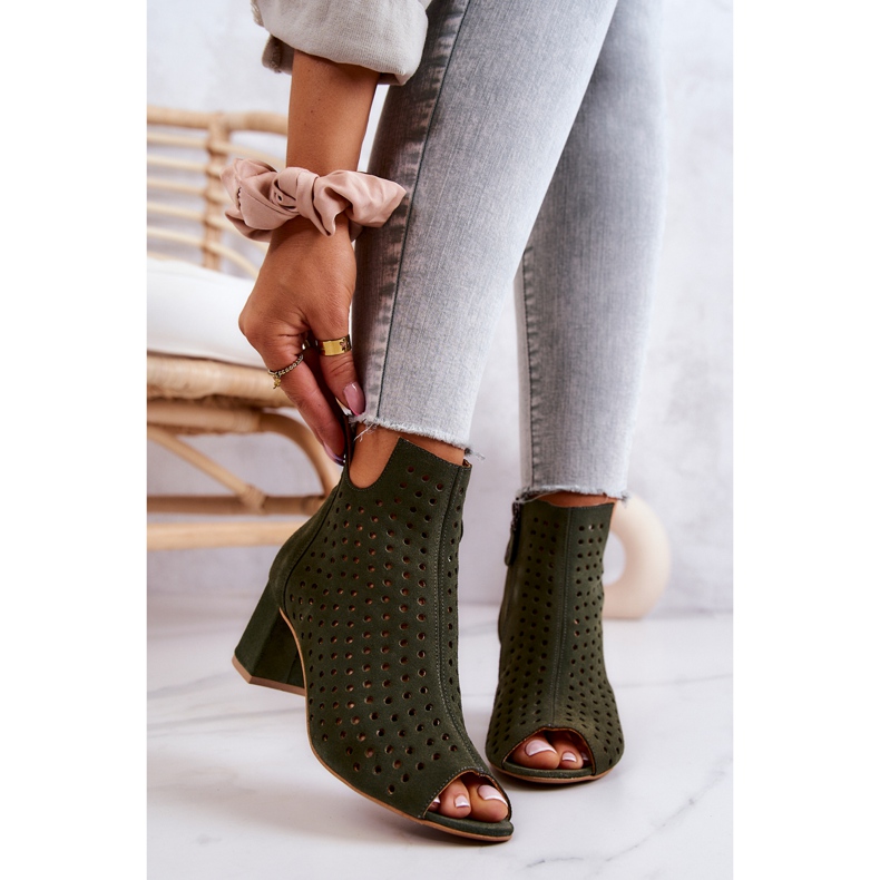 Suede Openwork Boots Maciejka 05420-09 Green 1