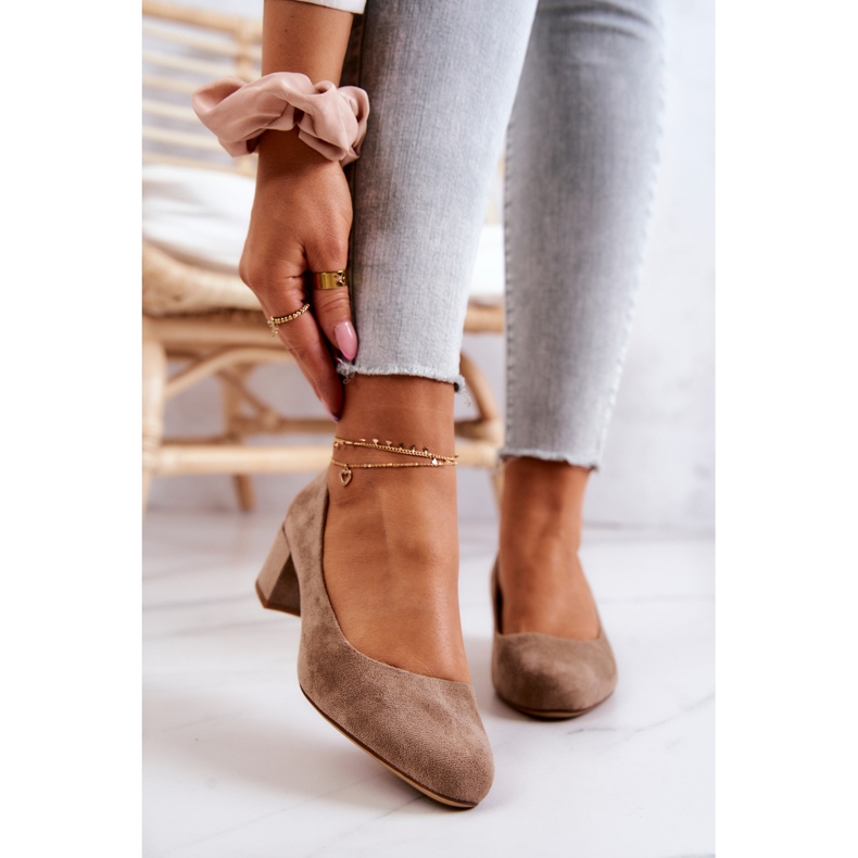 Suede Pumps On A Bar Sergio Leone PB291 Beige 2