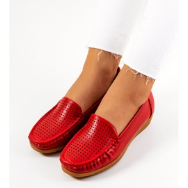 Red moccasins on the Dalal wedge heel 2