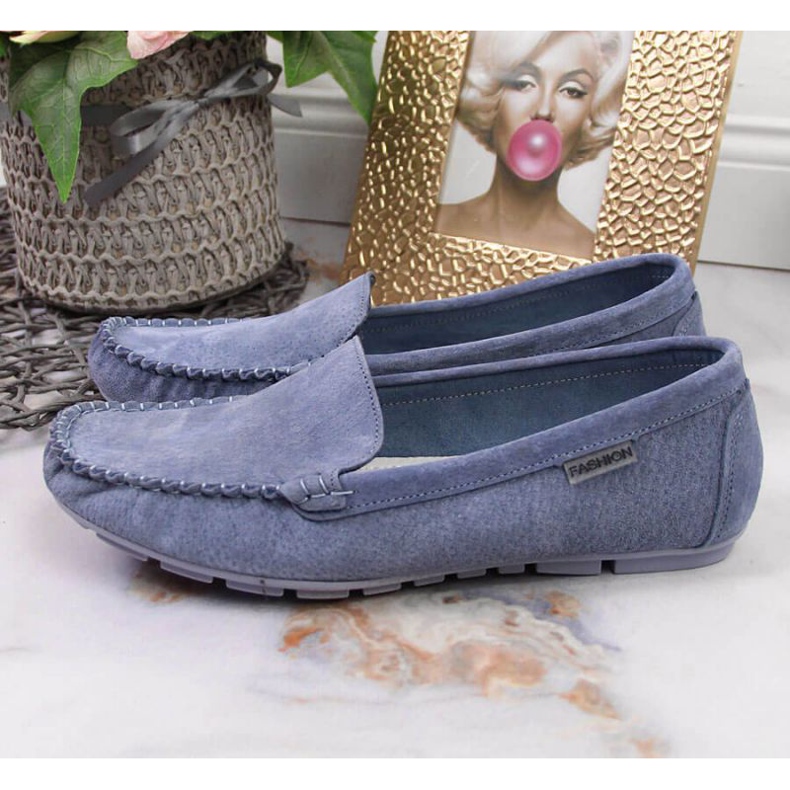 Leather loafers Vinceza W WM695E blue 2