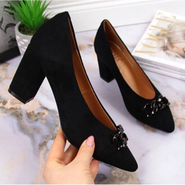 Pumps on the post suede Vinceza W JAN80A black 1