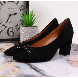 Pumps on the post suede Vinceza W JAN80A black 2