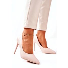 WS1 Leather Stilettos In Spitz Beige Hanne 1
