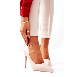 WS1 Leather Stilettos In Spitz Beige Hanne 2
