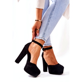 SEA Women's Pumps On A Heel Platform Suede Black Netel 1