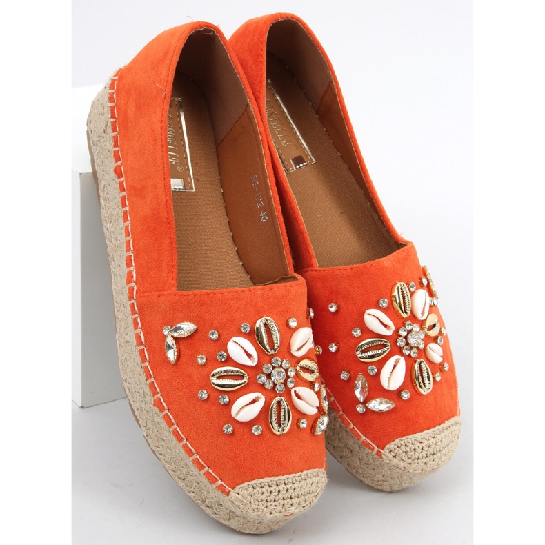 Manami Orange espadrilles with seashells 1
