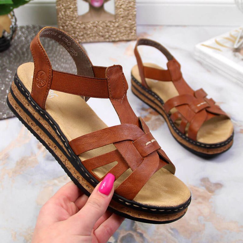 Wedge sandals Rieker W 62918-22 brown 1