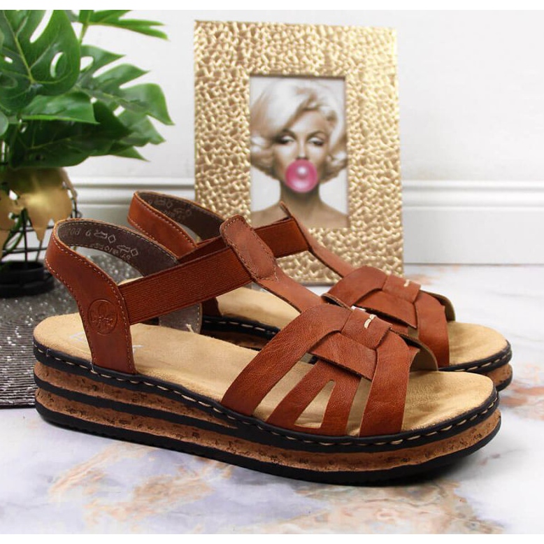 Wedge sandals Rieker W 62918-22 brown 2