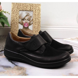 Leather shoes with velcro Helios W 395 black 2