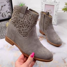 Gray openwork boots on the wedge Filippo W PAW316A grey 1