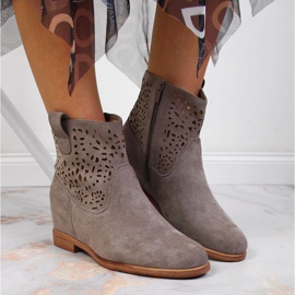 Gray openwork boots on the wedge Filippo W PAW316A grey 2