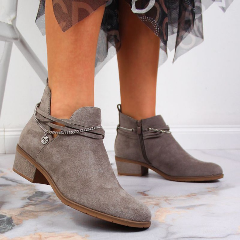 Gray Boots with a chain Filippo W PAW318B grey 2