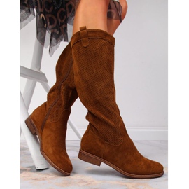 Spring boots openwork S. Barski W OLI139B camel brown 1
