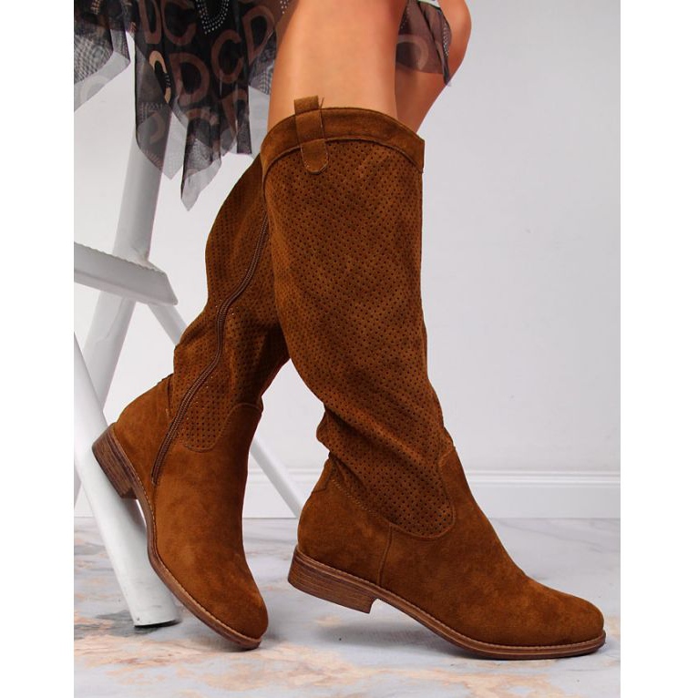 Spring boots openwork S. Barski W OLI139B camel brown 1