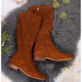 Spring boots openwork S. Barski W OLI139B camel brown 2