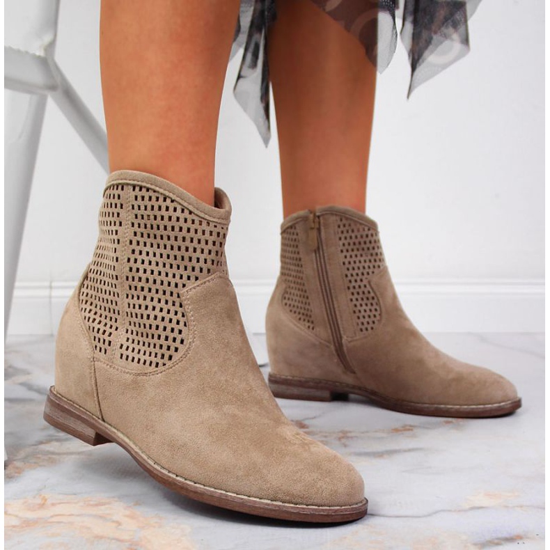 Openwork boots S. Barski W OLI141B beige 2