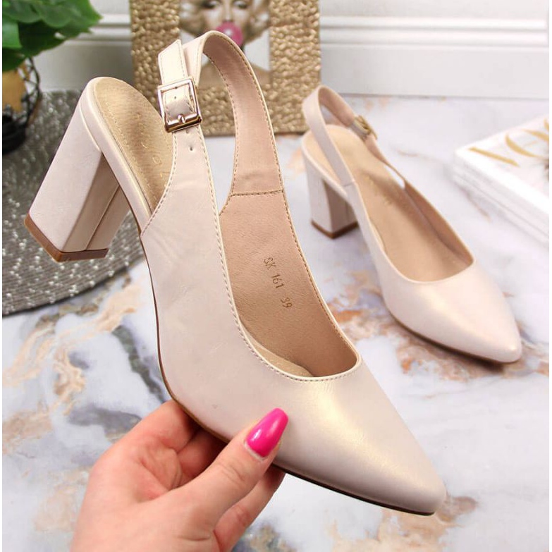 Pumps on the post Sergio Leone W SK363 pearl beige 1