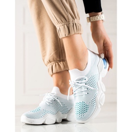 TRENDI Lace-up White Sneakers blue 2 TRENDI Lace-up White Sneakers blue 2