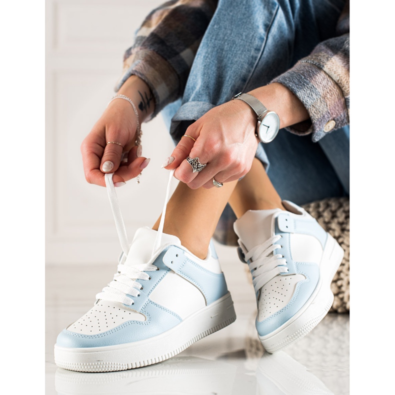 TRENDI Sport shoes made of eco leather white blue 1 TRENDI Sport shoes made of eco leather white blue 1