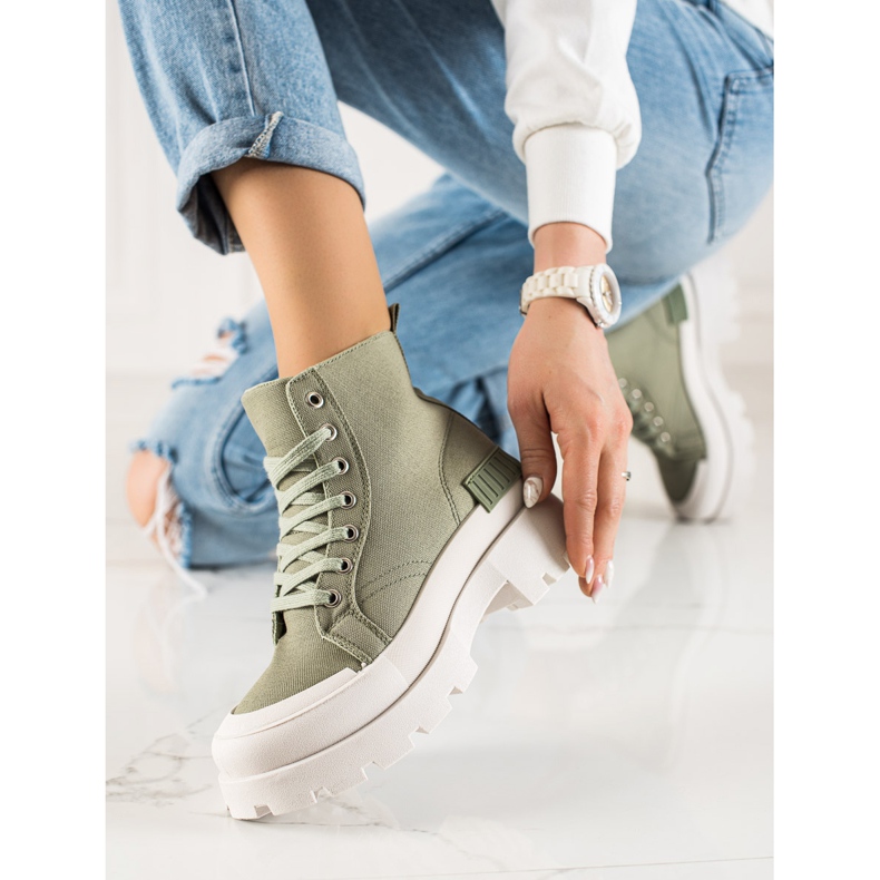 Seastar Fashionable High Sneakers On The Platform green 2