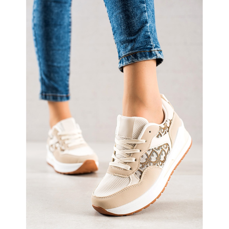 TRENDI Tied Sneakers On The Platform beige 2