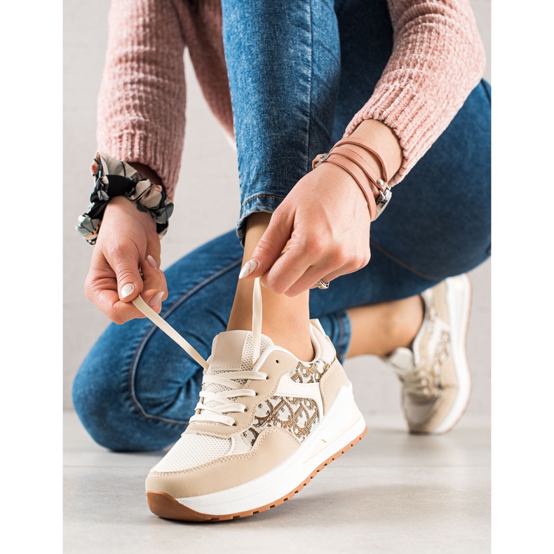 TRENDI Tied Sneakers On The Platform beige 1