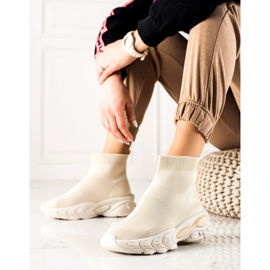 TRENDI Stylish Sneakers With A Sock beige 1