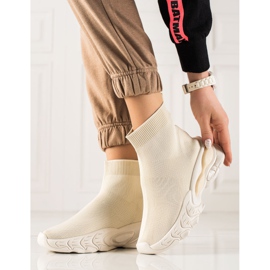 TRENDI Stylish Sneakers With A Sock beige 2