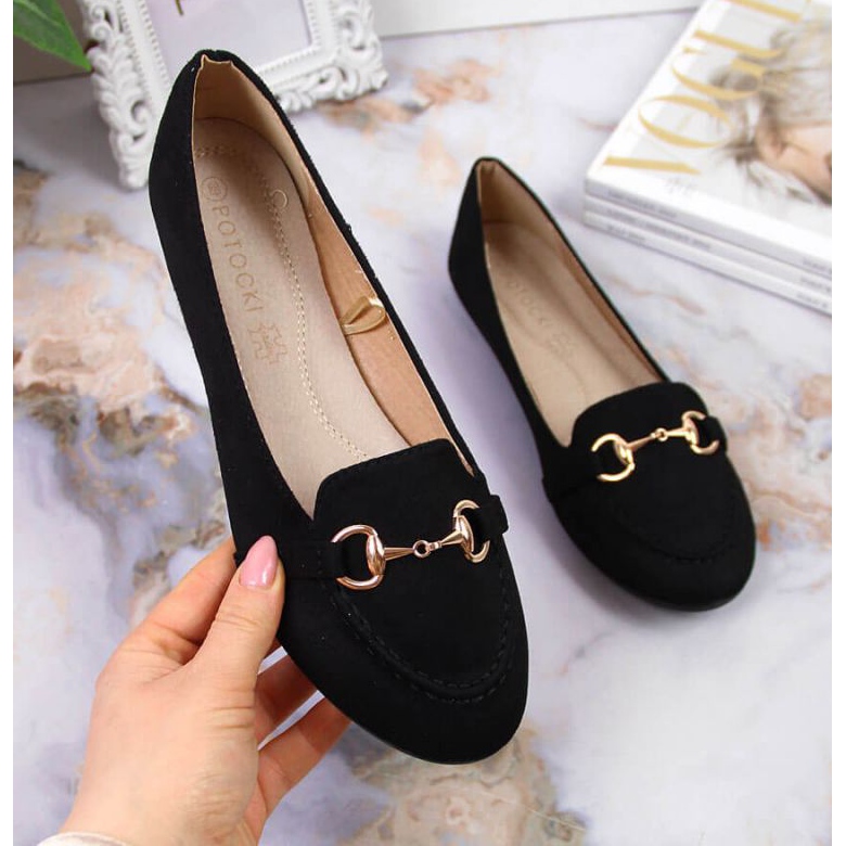Black moccasins with decoration Potocki W WOL59A 1