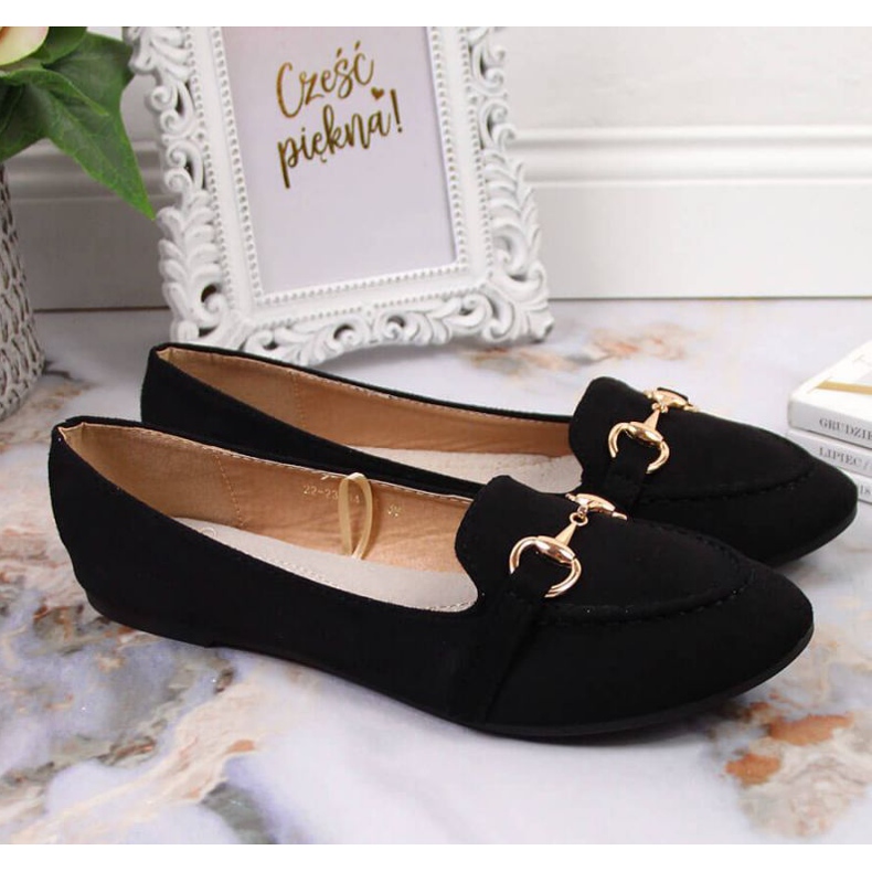 Black moccasins with decoration Potocki W WOL59A 2