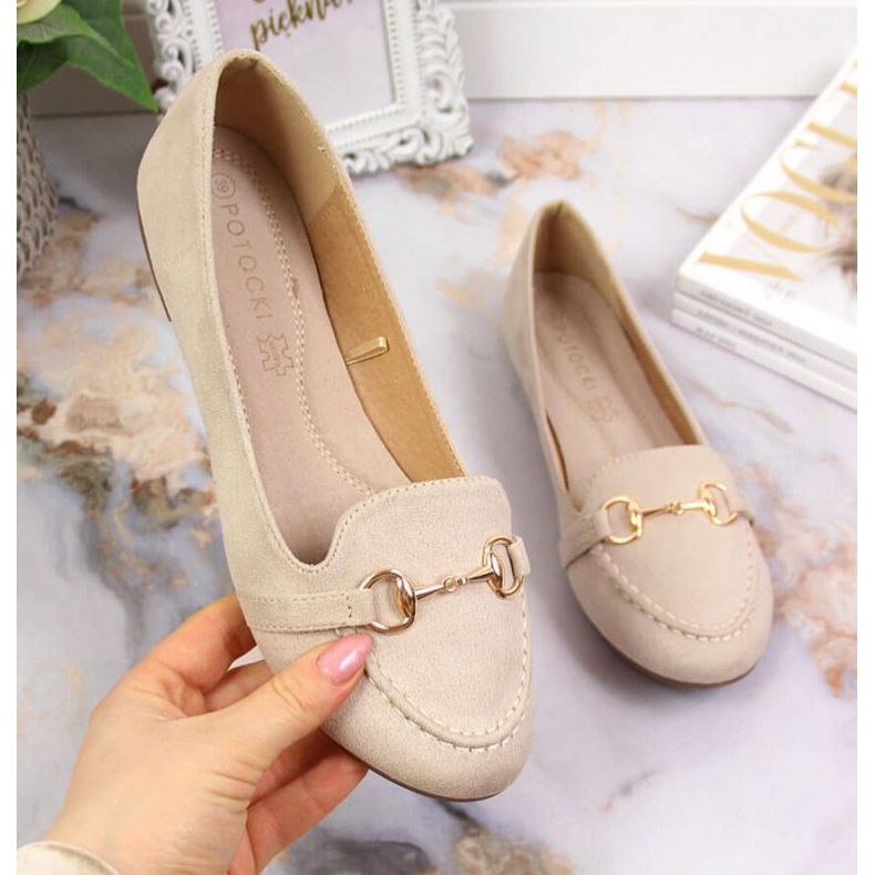 Loafers with decoration Potocki W WOL59B beige 1