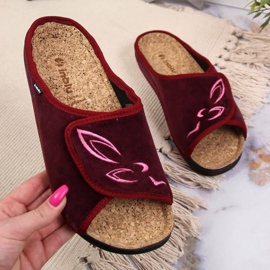 Inblu W BEF33 burgundy velcro home slippers red multicolored 1