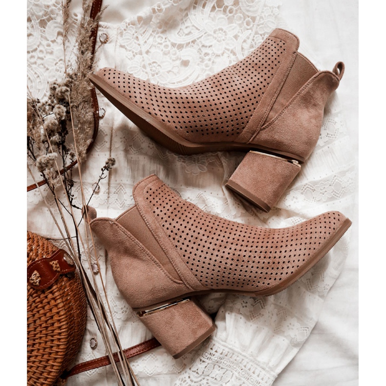 PS1 Suede, Openwork Cowboy Boots Dark beige Helloni 1