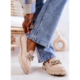 FB1 Leather Loafers Chain Beige Amicable 2