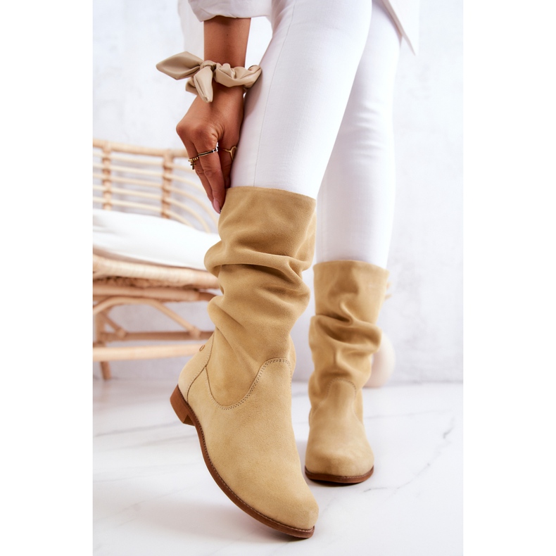 Women's Suede high boots Maciejka 05057-07 Yellow 2
