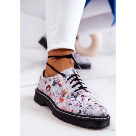 Women's Oxfords Maciejka 4087A-38 Leather Shoes White With Flowers multicolored 2