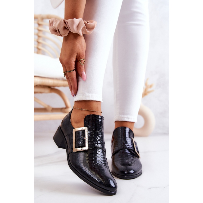 Leather Shoes With Buckle Black Taliya 2