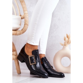 Leather Shoes With Buckle Black Taliya 1