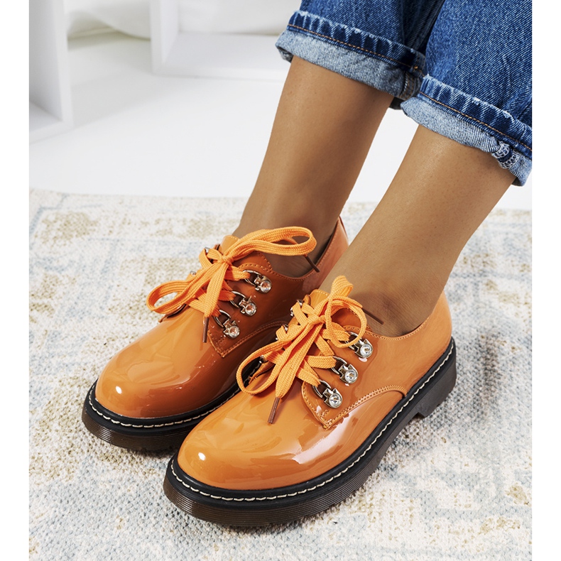 Orange lacquered shoes by Kristina 1